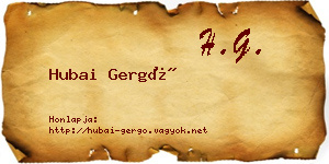 Hubai Gergő névjegykártya